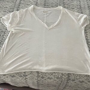 Free People White V-Neck Oversized T-Shirt